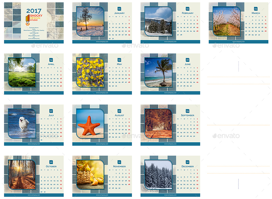 2017 Desktop Calendar, Print Templates GraphicRiver